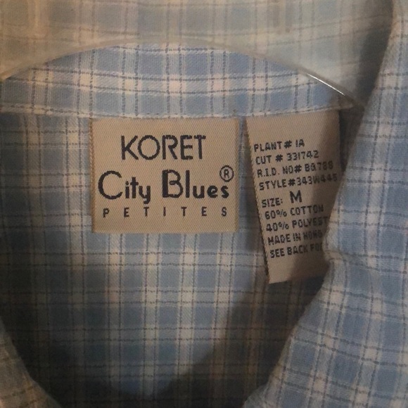 KORET CITY BLUES SHIRT SIZE M PETITE BLUE GINGHAM - Picture 2 of 5